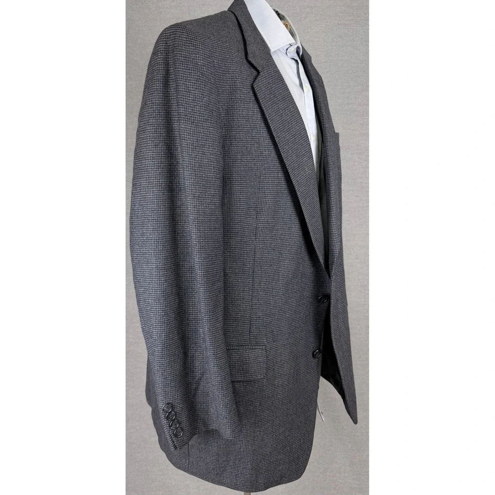 Burberrys Neiman Marcus Mens Grey Houndstooth Blazer Sport Coat 46R Vintage